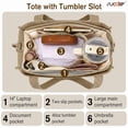 thumbnail image 5 of SUOSDEY Corduroy Tote Bag with Laptop Compartment&Cup Holder,Multipocket Work Tote for College,Teacher,Travel Crossbody Handbag, 5 of 7