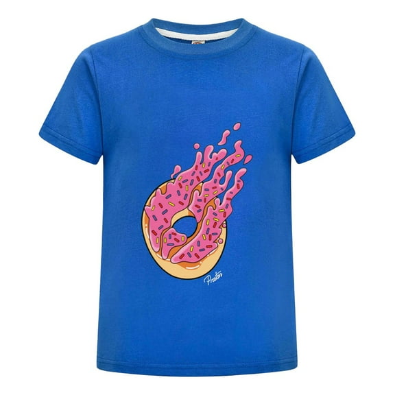 Donut Fire Pink Sprinkle Flame PrestonPlayz Cotton T-Shirt – Kids Gamer Short Sleeve Tee – Bold Flame Design Inspired