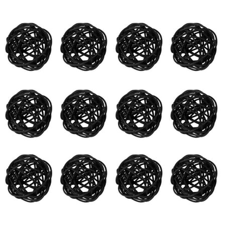 Uxcell 12 Pcs Wicker Rattan Balls 2 Inch Rattan Decorative Balls Vase Fillers for Wedding Party Centerpiece Bowls Home Decoration, Black