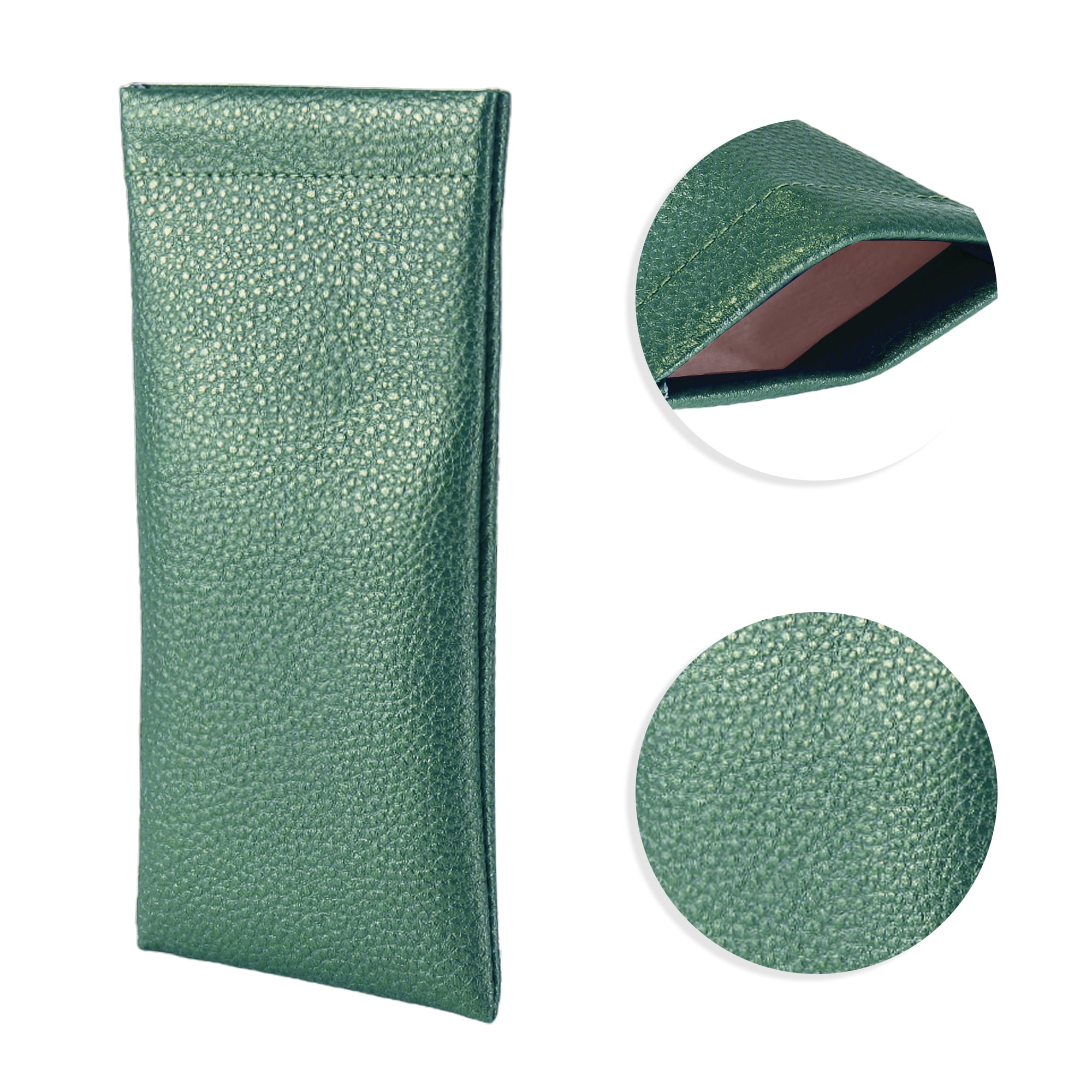 Unique Bargains Lychee Pattern Eyeglasses Bag Classic Simple Sunglass Case Green