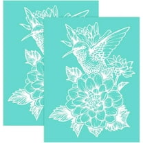 2PCS 8.6x11 Inch Self-Adhesive Silk Screen Printing Stencil Reusable Bird and Flower Stencils