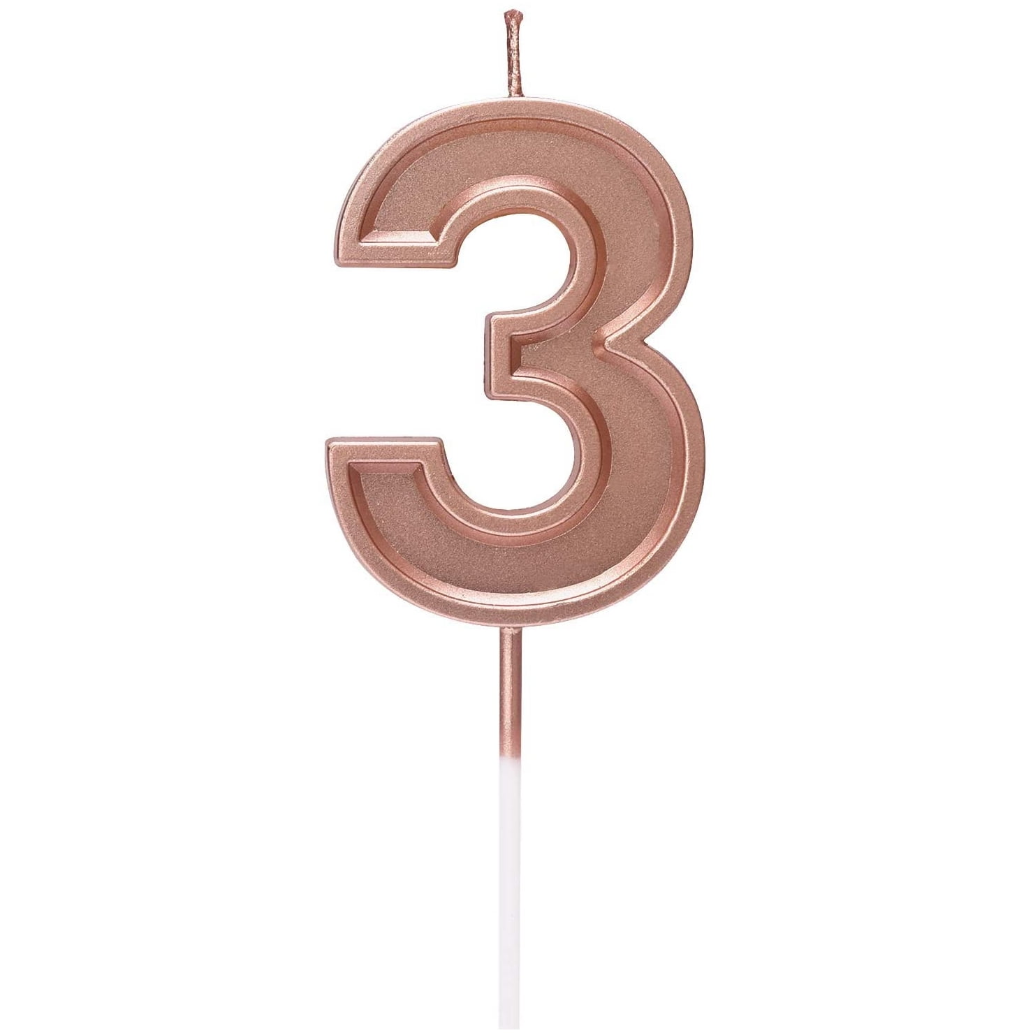 Birthday Candles Number, Rose Gold Glitter Numeral Candles Cake Topper Decoration for Birthdays