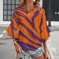 thumbnail image 3 of Purple And Orange Tailgate Swag Claw Marks Women's V-Neck Blouse With 3/4 Ruffled Bell Sleeves Casual Top Ladies Blouses, 3 of 7