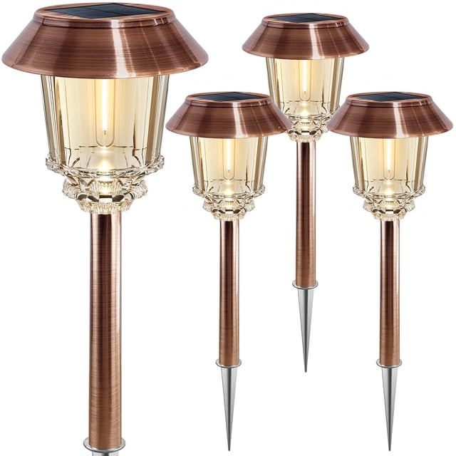 Luces solares para senderos XMCOSY+ de 4 unidades, blanco cálido regulable