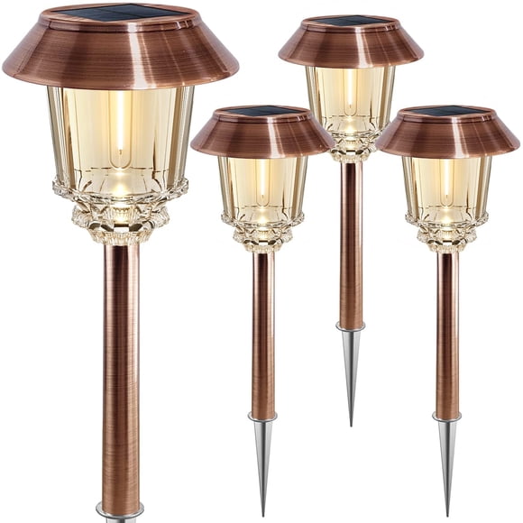 Luces solares para senderos XMCOSY+ de 4 unidades, blanco cálido regulable