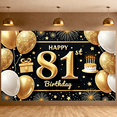 thumbnail image 6 of Golden Theme Happy 81st Birthday Banner Sparkling Design 81st Birthday Display Star Decor Gift Box 81st Birthday Backdrop for 81st Birthday Party Senior Birthday Celebration Indoor Party Decoration, 6 of 9