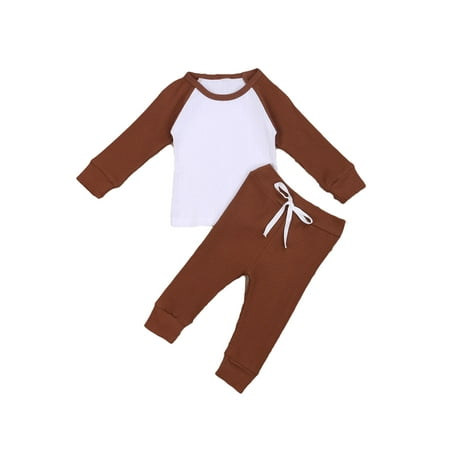 

Musuos Little Boy’s Long Sleeve Tops Trousers Elastic Bandage Long Pants Suit