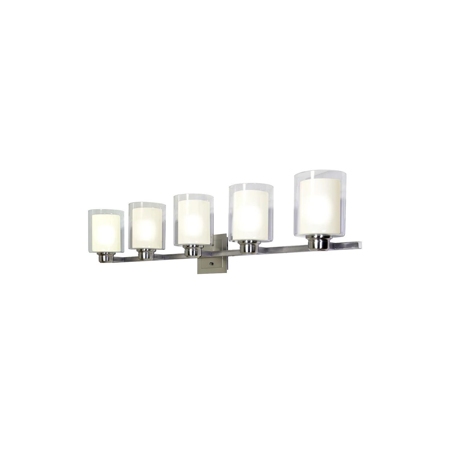 Design House Oslo Traditional 5-Light Indoor Dimmable Bathroom Vanity Light with Double Glass Shades, Satin Nickel