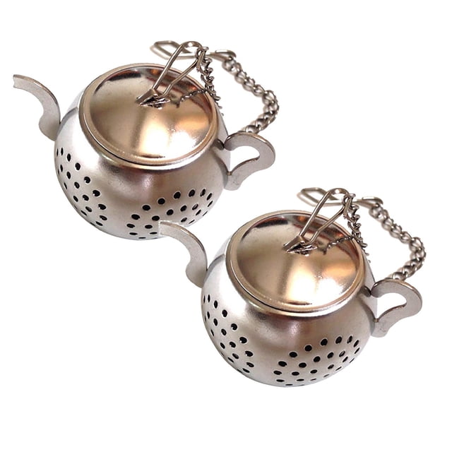 Oleegame 2PC Produce Storage Herbal Loose Strainer Diffuser Leaf Steel Tea Stainless Infuser Filter Kitchen,Dining & Bar Silver