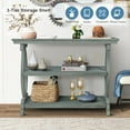 thumbnail image 2 of 39" Elegant Slide Table With 3-Tier Storage Shelf and Covered Edges, Solid Wood Console Table For Living Room, Kitchen, Entryway,  Hallway, Foyer, Storage Space, Antique Light Green, 2 of 9