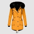 thumbnail image 2 of "Aayomet Warm Winter Coats For Women Women's Double Trench Coats Mid-Length Belted Overcoat Long Dress Jacket with Detachable Hood,Yellow L", 2 of 5
