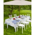 thumbnail image 4 of nqOlkjepod Purple Hydrangea Outdoor Tablecloth with Umbrella Hole & Zipper, Stripe Vintage Floral Rectangle Table Cover 60x102 Inch, Dining Waterproof Table Cloth Protector for Patio/Party/Picnic, 4 of 7