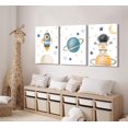 thumbnail image 2 of Space Canvas Wall Art Astronaut Poster Prints Fun Planet Drawing Rocket and Spaceship Image, Kids' Room Wall Decor for Kids' Rooms and Bedrooms, 2 of 6