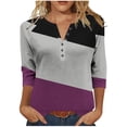 thumbnail image 2 of Jsaierl Tops for Women 3/4 Sleeve Summer Round Neck Shirts Fashion Graphic Petite Blouses Work Vacation Tunic Top S-3XL, 2 of 6