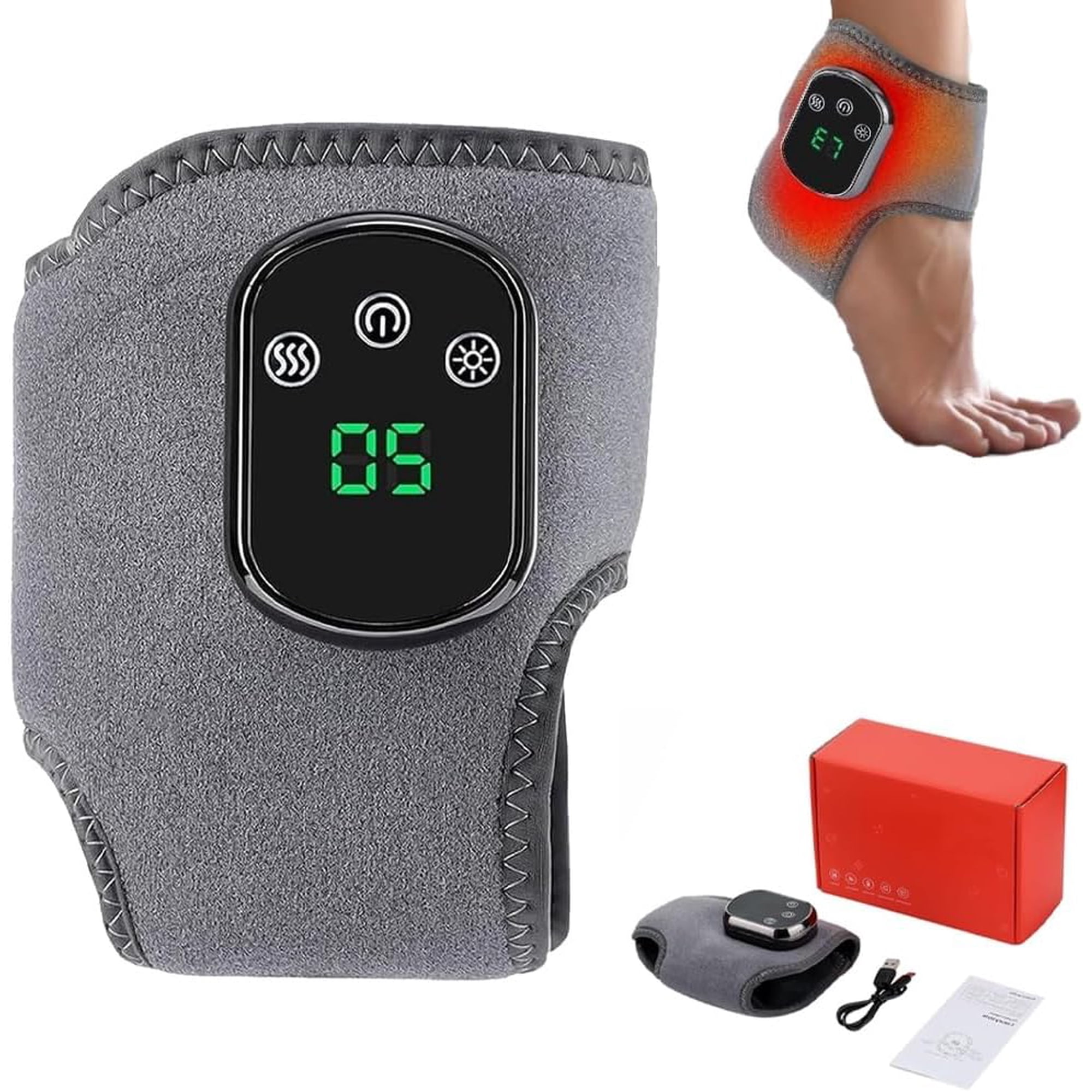 Foot Renew Triple Method Massager,Nurophy Nerve Stimulator,Em Sense Massager,Naxir 3-in-1 with Heat,SolEVA Wireless Portable Ankle Wrap for Pain Relief,3 Vibration Modes 5 Levels(1PC)