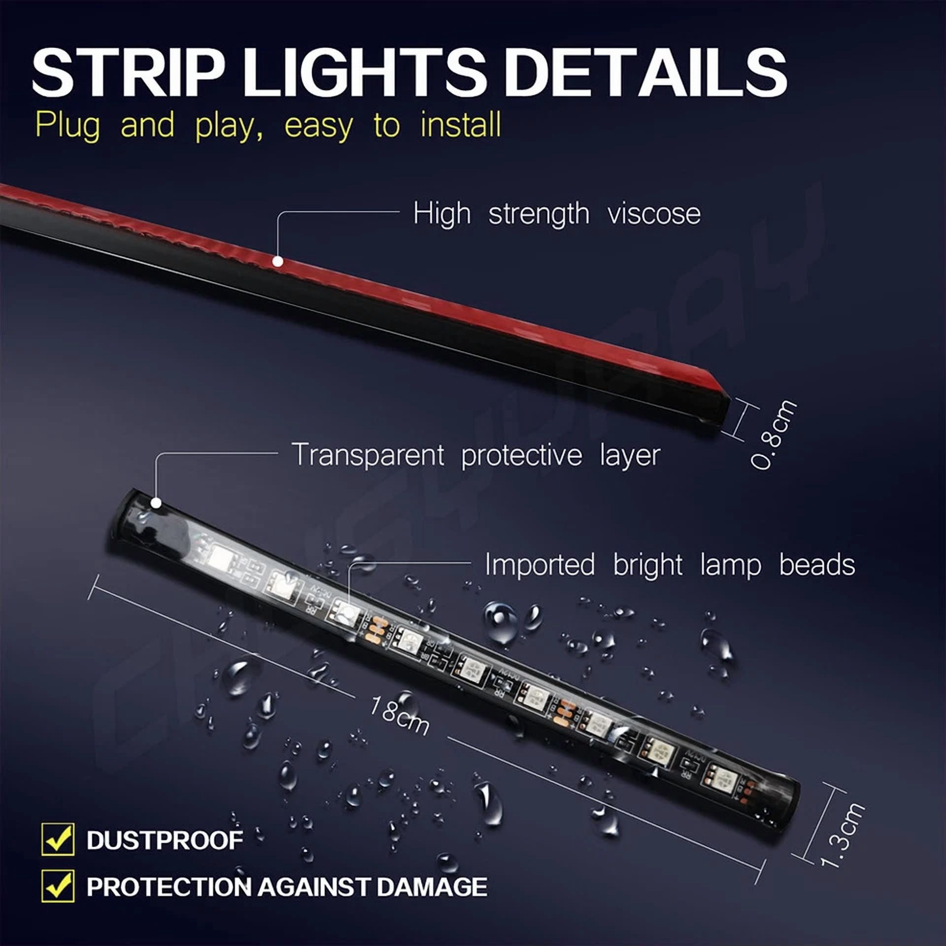 4Pc Flexible 5050 Rgb Led Strip Light Remote Fairy Light Room Party