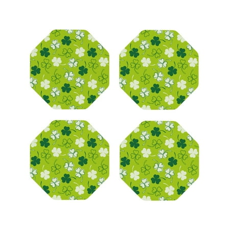 

Matuu St Patrick s Day7 for Cup Coasters Set of 4 Leather Coasters Desk Coasters for Office Measures 4” x 4”-Octagon