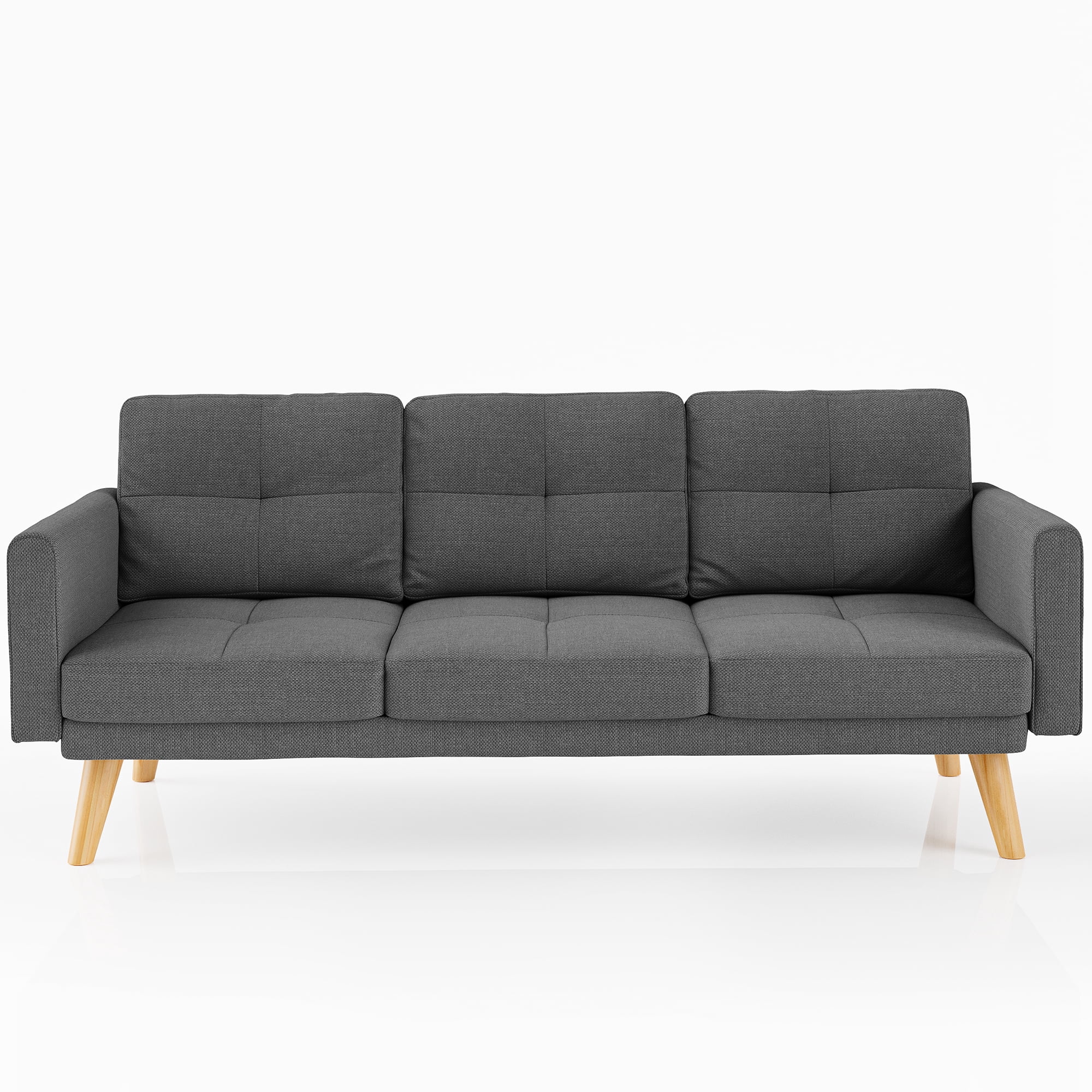 Sofa Couch with Soft Armrest，Asofer Small Loveseat Sofa with 3 Cozy Pillows for Office，Small Spaces, Gray、Dark Gray
