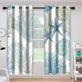 thumbnail image 2 of Blue Teal Coastal Window Curtains, Beach Nautical Starfish Coral Window Drapes Blackout Treatment Darkening Thermal Insulated Grommet for Living Room Bedroom Decor 2 Panels 52x84 Inches, 2 of 6