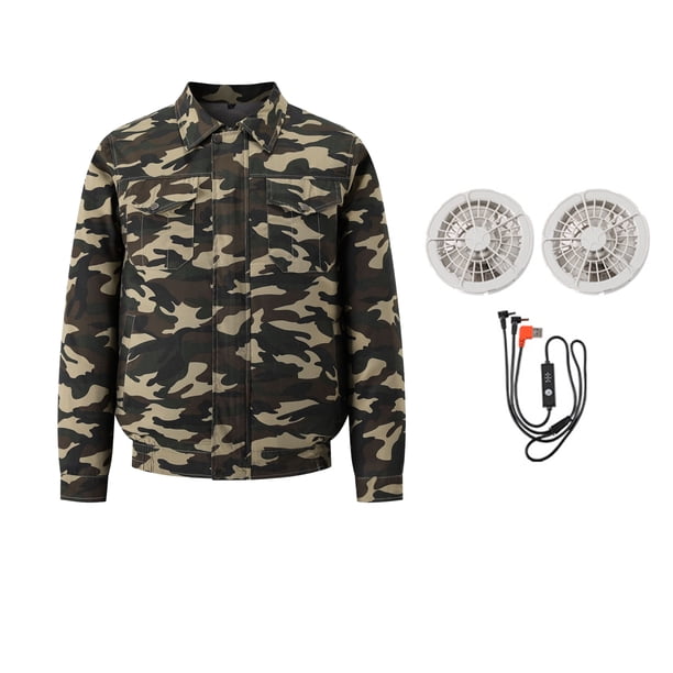 Chaqueta de ventilador de refrigeración YUNYI BRAND portátil de verano 4 VELOCIDADES de viento Camuflaje XL