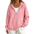 thumbnail image 2 of Zip Up Hoodie Women 2026 Y2K Casual Long Sleeve Oversized Hooded Sweatshirts Fall Winter Comfy Jackets with Pockets Pink M, 2 of 6