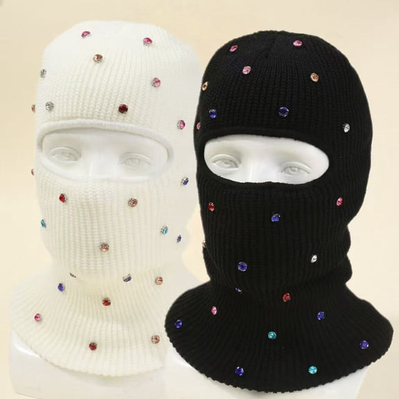 2 Pcs 3 Hole Ski Mask Winter Warm Balaclava Full Face Knit Ski Hat Mask Knitted Full Face Cover for Men Women