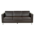 thumbnail image 2 of OSP Home Furnishings Pacific Easy-Care EspressoFaux Leather Sofa Couch with Box Spring Seats and Silver Color Legs, 2 of 8
