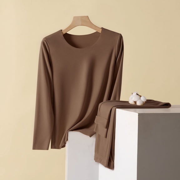 Uaswgudfs Women's Thermal Fleece Pajama Set, Soft Cozy Long Sleeve Winter Sleepwear, Casual 2-Piece Pajamas for Women