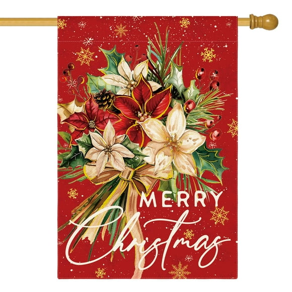 Cartel AVOIN Colorlife con estampado floral navideño, 71 x 102 cm, doble cara