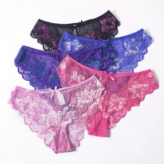 BFTBTY Lace Underwear for Women Sexy Panties for Women Cheeky Breathable Ladies Hipster 5 Pack