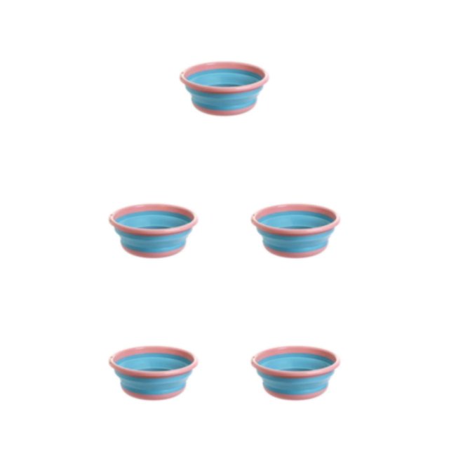 ZheElen Foldable Pan For Traveling Non-toxic And Good Hand Feeling Not Easy To Break Washbasin Portable Pink S 5Set