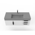thumbnail image 3 of Amazon 48" White Wood Floating Vanity with Gray Top and Black Trim, 3 of 8