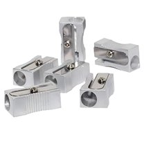 CCOCC 10PCS Dual Pencil Sharpener Pocket Aluminium Alloy Metal 1-Hole Steel Rectangular Small Sharpeners (Silver)