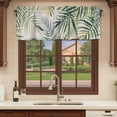 thumbnail image 6 of Palm Leaf Curtain Valances for Windows, Kitchen Valance Window Treatments Panel 2 Pack, Green Tropical Plant Summer Botanical Rod Pocket Short Curtains for Bathroom Bedroom 42 x 12 Inch, 6 of 8