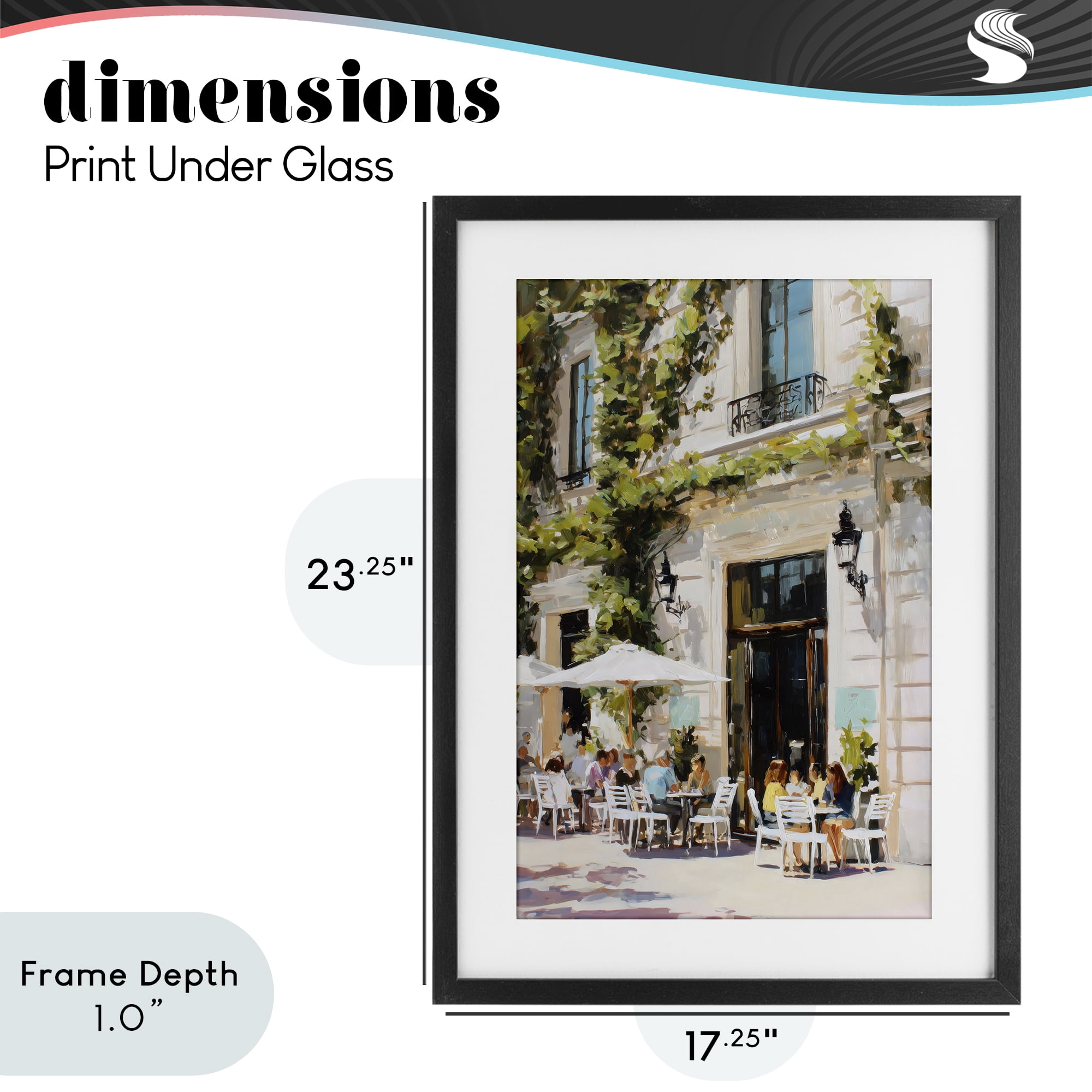 Stupell Industries Streetside Cafe Terrace with Ivy Black Framed Print Under Glass, design by Petal Prints Design