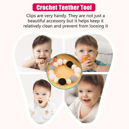 

Natural Wood Crochet Clip Holder Shower Tool Gift For Lovely Baby Black White Grey