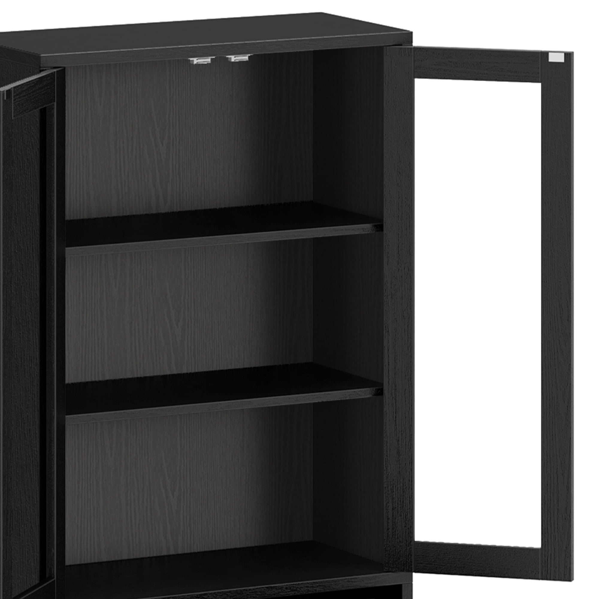 Uforic 65" Bookcase with Drawers & Doors, Tall Storage Cabinet with Adjustable Shelves, Display Bookshelves, Black