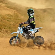 SYX MOTO VK 58cc 4-Stroke Gas Powered Mini Dirt Bike for Kids, Fully Automatic Youth Off-Road Motorcycle with Speed Governor, Pull Start, Blue/White