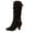 Black, variant on Womens Shoes Boots Middle Heel Belt Buckle Round Head Suede Solid Color High Winter Saving