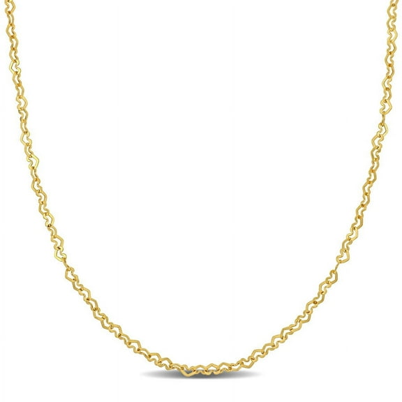 Amour 2mm Heart Link Necklace in 14k Yellow Gold - 14 in