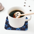 thumbnail image 5 of Lsque cool blue flower Skull Pattern 4" Drink Coasters Set of 4, PVC Leather Absorbent Coasters, Table Coaster Set Decorative Coffee Cup Coasters Housewarming Gift -Square, 5 of 6