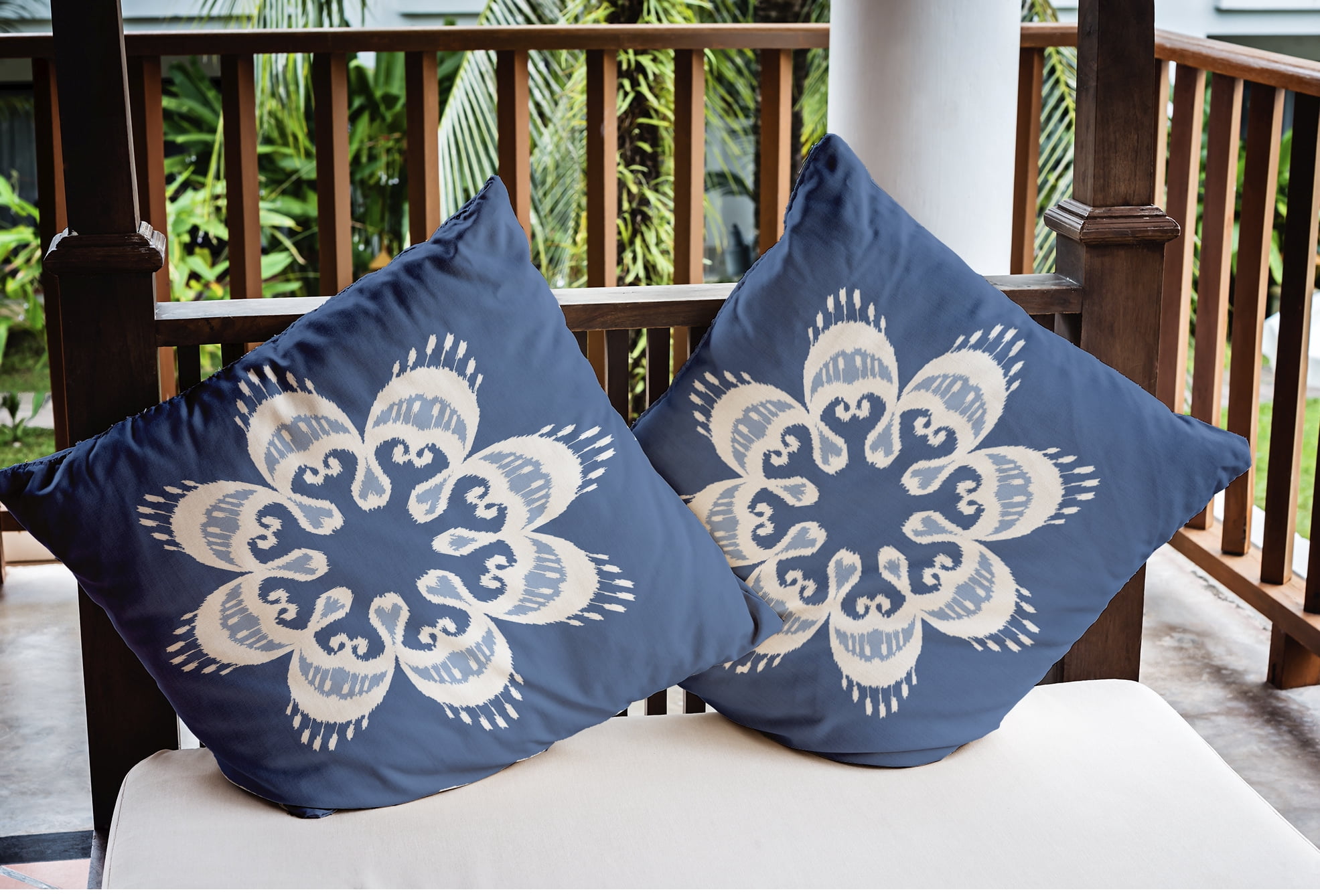 Simply Daisy 16" x 16" French, Country Blue, White, Multi-color Polyester Throw Pillow