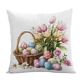 thumbnail image 5 of Yulett Easter Pillow Covers 18x18 Set of 4, Easter Bunny Floral Eggs Farmhouse Decorations Spring Holiday Decor Throw Cushion Case for Home Couch, 5 of 9