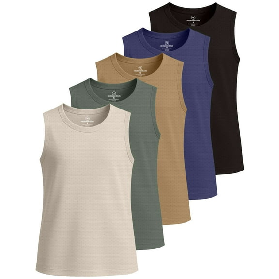 Real Essentials 5 Pack: Girls Breeze Tech Tank Tops – Moisture-Wicking Sports, Dance & Athletic Workout Sleeveless Shirts