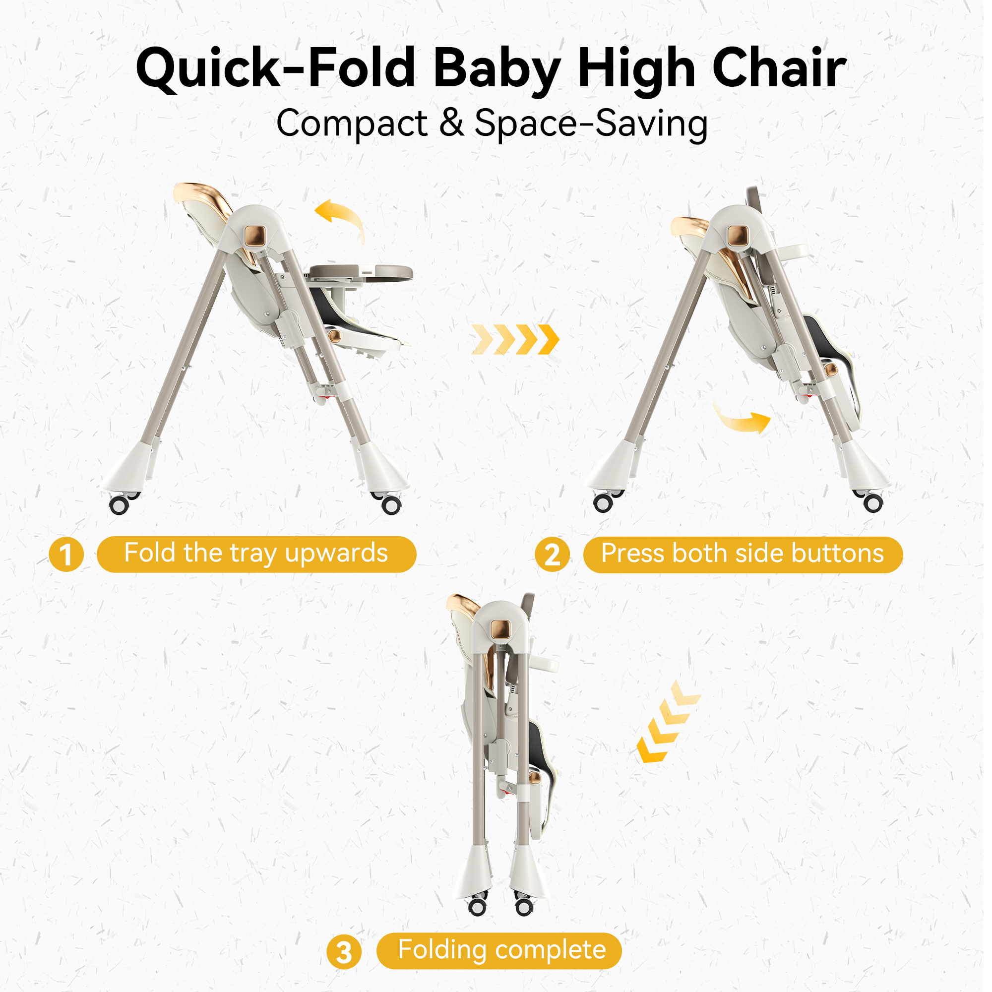 TouHeart 6-in-1 Baby High Chair and Baby Swing Combo, Convertible Highchair for Infants Toddlers, with 6 Heights, 4 Recline, Foldable with Wheels，Beige