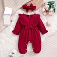 thumbnail image 2 of Newborn Infant Baby Girl Fall Jumpsuit Letter Embroidery Romper, 2 of 4