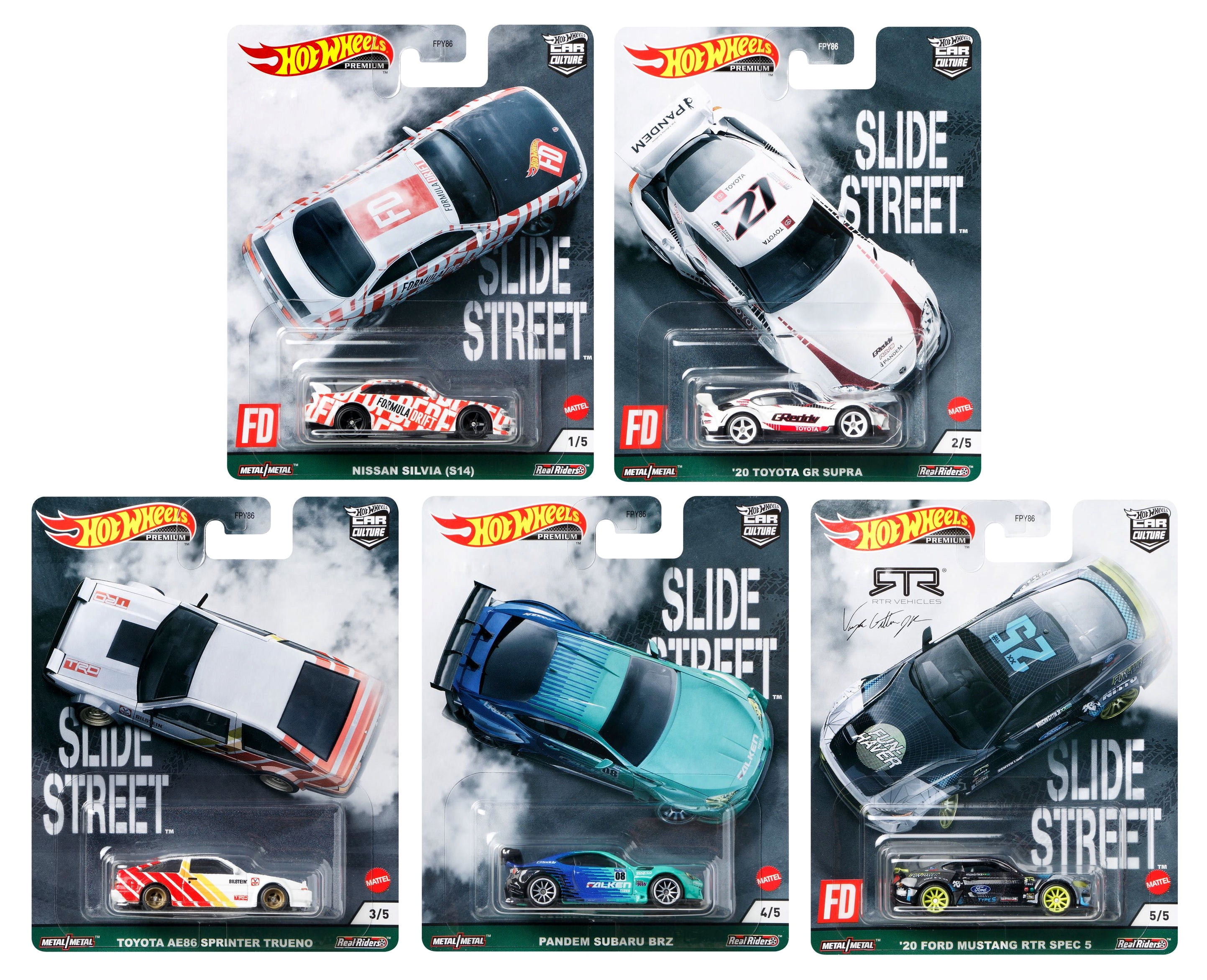 Hot Wheels Premium Car Culture 2021 Slide Street 957e Set Of 5