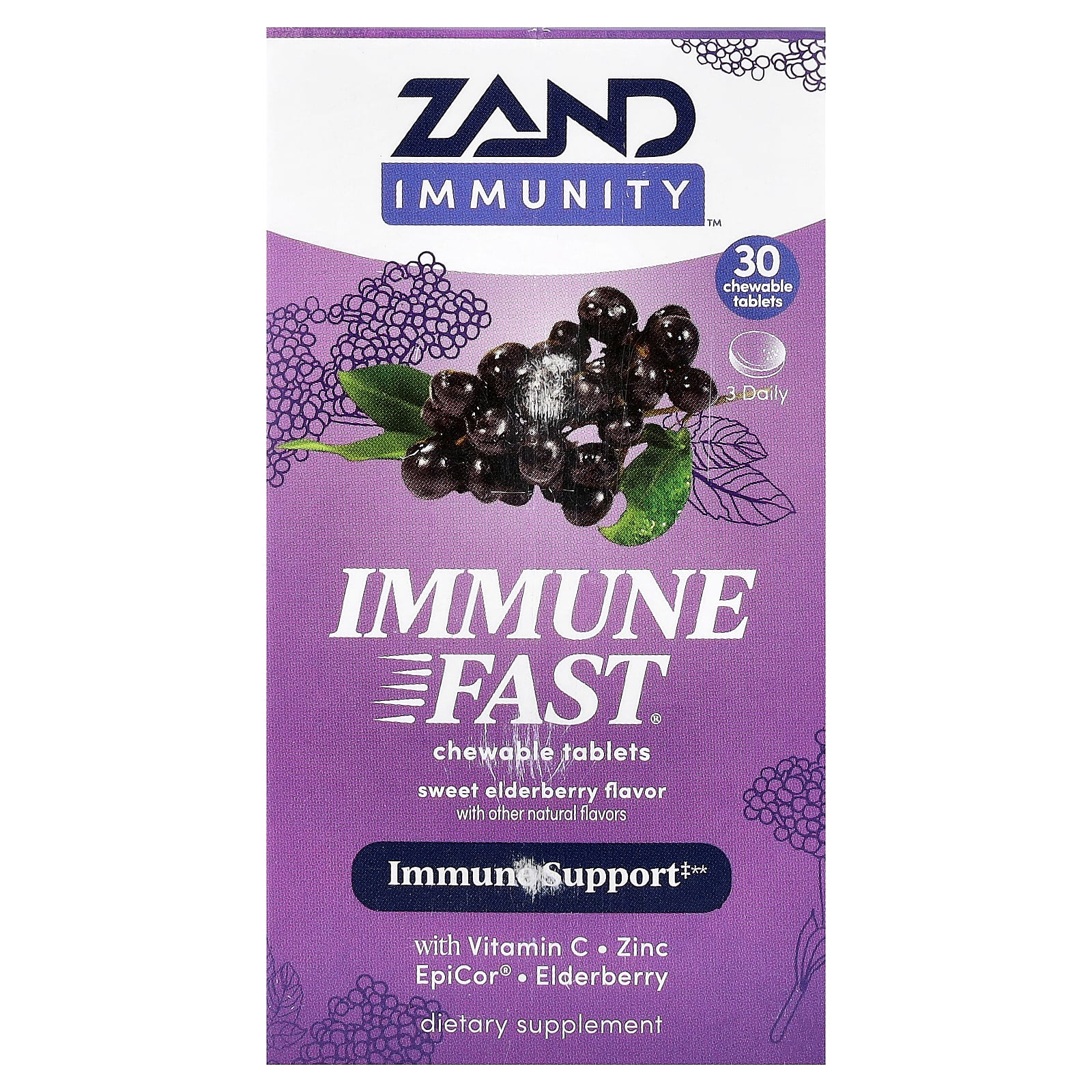 Zand Immunity™, Immune Fast, Sweet Elderberry, 30 Chewable Tablets