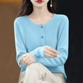 thumbnail image 4 of MXUIKV Crewneck Sweaters for Women Long Sleeve Fall Fashion Fitness Knitted Tunic Stretchy Loose Fitted Womens Blouses Solid Color, 4 of 5