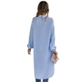 thumbnail image 6 of hirigin Women's Spring Autumn Long Shirt Solid Color Long Sleeve Irregular Hem Button Blouse, 6 of 9